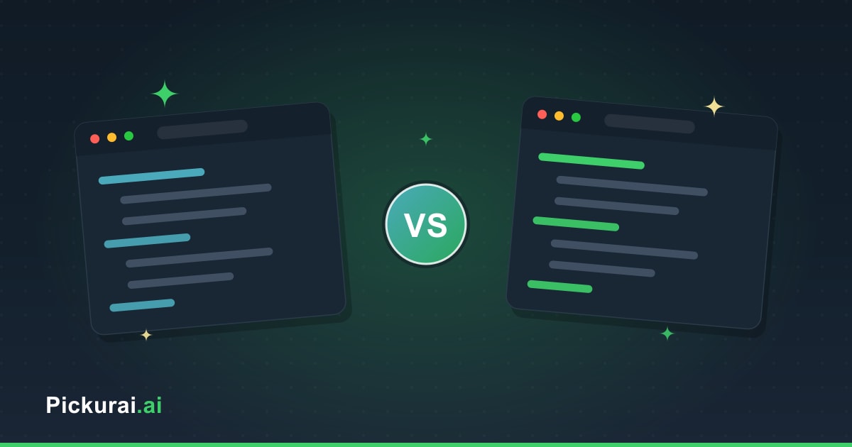 Two code editors facing off representing Cursor versus GitHub Copilot